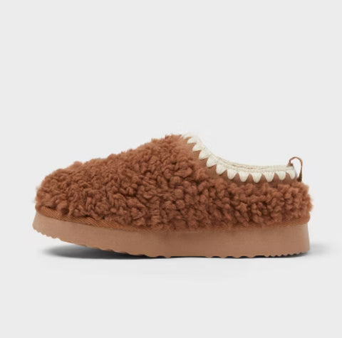 Cat & Jack Girl's Shearling Brown Jude Clog Slippers | Cat & Jack In Lebanon
