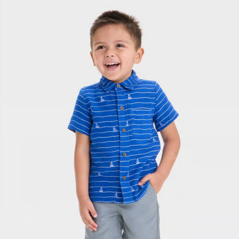Cat & Jack Baby Boy's Blue Sailboat Printed Gauze Woven Shirt | Cat & Jack In Lebanon