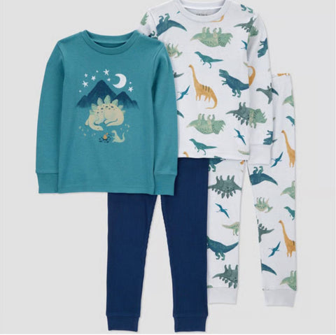 Carter's Just One You Boy's Teal/Light Blue/Navy 4pc Cotton Long Sleeve Dinosaur Pajama Set | Carter's Just One You In Lebanon