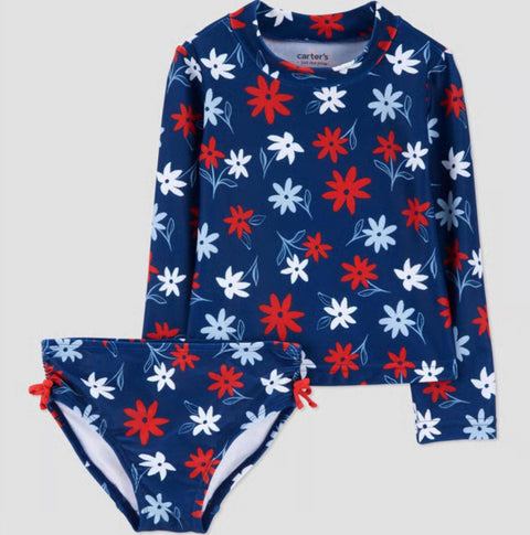 Carter's Just One You Baby Girl's Navy 4th of July Long Sleeve Floral Rash Guard Set | Carter's Just One You In Lebanon