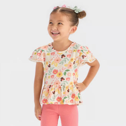 Disney Girl's Pink 2-Piece Minnie Mouse Peplum Top & Biker Shorts | Disney In Lebanon