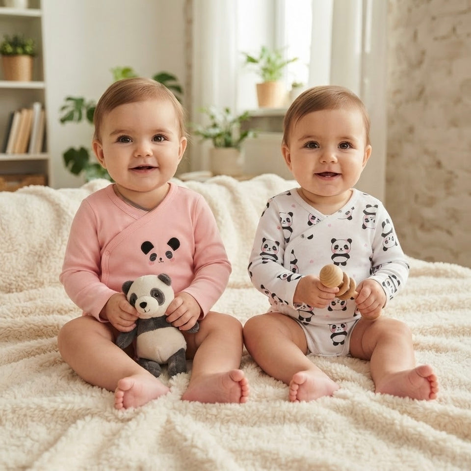 Sinsay Baby Girl's White & Pink Panda Print Pack Of 2 Bodysuit