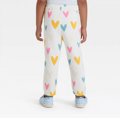 Cat & Jack Girl's White Hearts Fleece Jogger Pants | Cat & Jack In Lebanon