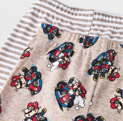 Mario Kart Boy's Beige/White 4pc Cotton Snug Fit  Racing Team Pajama Set | Mario Kart In Lebanon