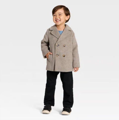 Cat & Jack Boy's Grey Faux Wool Pea Coat | Cat & Jack In Lebanon