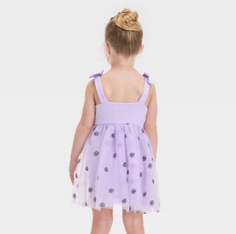 Bluey Baby Girl's Purple Audrey Camille Flower Embroidery Tulle Dress | Bluey In Lebanon