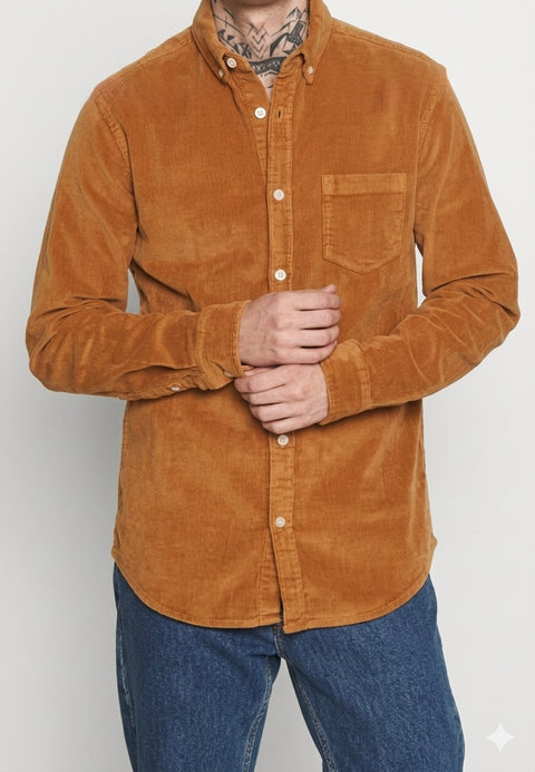 Redefined Rebel Men's Sand Ribbed Chest Pocket Shirt | Redefined Rebel In Lebanon