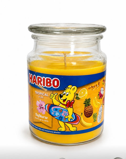 Haribo Yellow Tropical Fruit Scented Glass Jar Candle  | Haribo in Lebanon