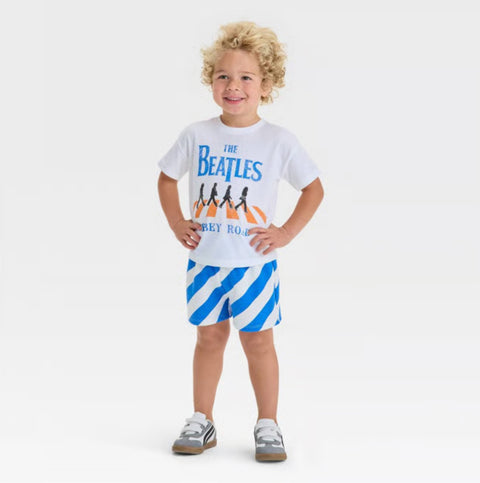 The Beatles Boy's White 2pc Abbey Road T-Shirt & Shorts Set | The Beatles In Lebanon