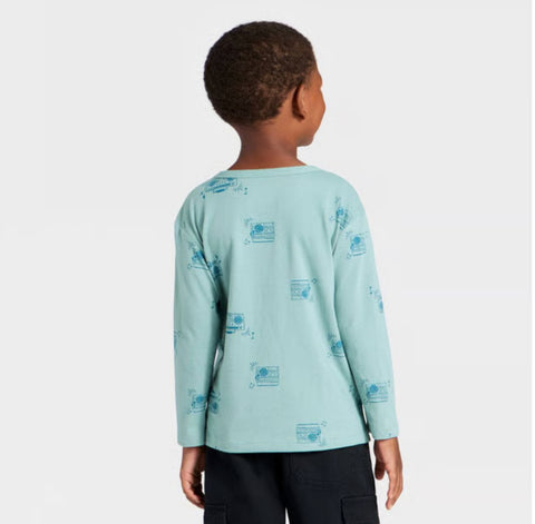 Cat & Jack Boy's Blue Long Sleeve Relaxed Blouse | Cat & Jack In Lebanon