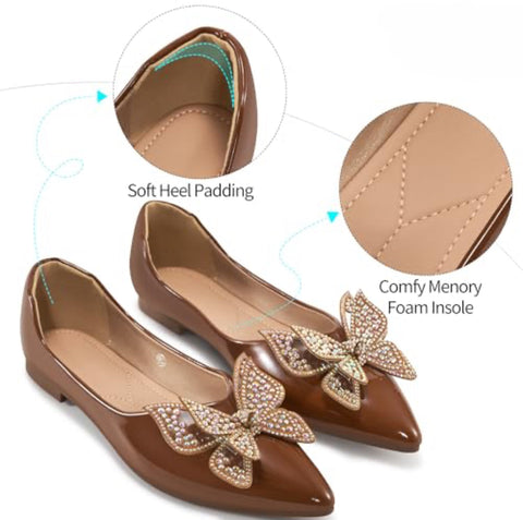 SD Women's Brown Patent Pointed-Teo Ballerina | SD In Lebanon