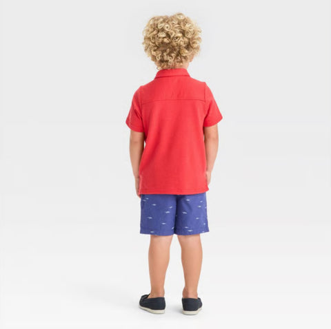OshKosh B'gosh Boy's Navy Blue/Red Button Down Top and Woven Shorts Set | OshKosh B'gosh In Lebanon