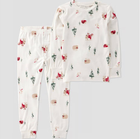 Carter's Just One You Girl's White 2pc Holiday Icons Short Sleeve Comfy Soft Snug Fit Pajama Set | Carter's Just One You In Lebanon