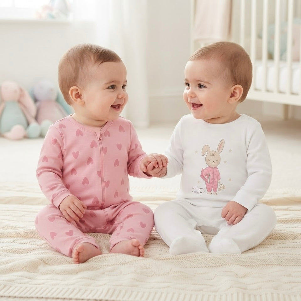 Sinsay Baby Girl's White & Pink Printed Pack Of 2 Overall