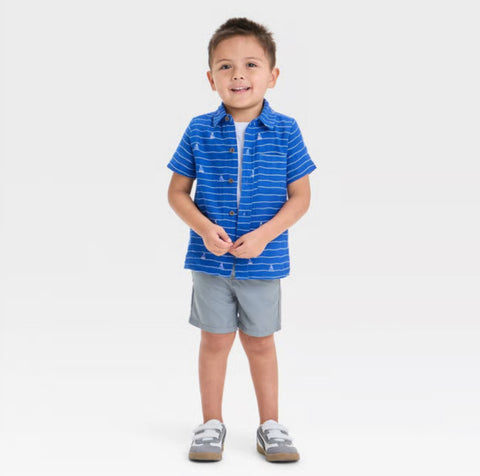Cat & Jack Baby Boy's Blue Sailboat Printed Gauze Woven Shirt | Cat & Jack In Lebanon