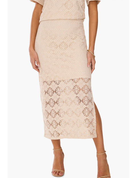 Vince Camuto Women's Beige Lace Midi Skirt | Vince Camuto In Lebanon