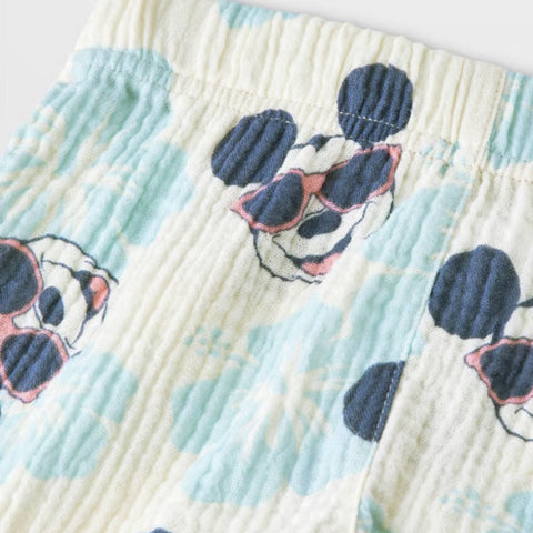 Disney Baby Boy's Blue 2pc Mickey Mouse Woven Gauze Button-Up Top & Shorts Set | Disney In Lebanon
