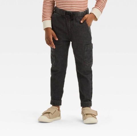 Cat & Jack Boy's Black Pull-On Denim Cargo Jogger Pants | Cat & Jack In Lebanon