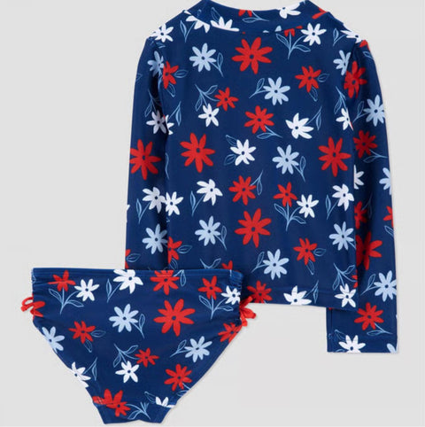 Carter's Just One You Baby Girl's Navy 4th of July Long Sleeve Floral Rash Guard Set | Carter's Just One You In Lebanon