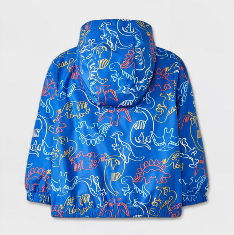 Cat & Jack Baby Boy's Blue Dinosaur Printed Full Zip Windbreaker Jacket | Cat & Jack In Lebanon