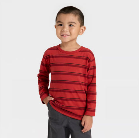 Cat & Jack Boy's Dark Red Long Sleeve Relaxed Blouse | Cat & Jack In Lebanon