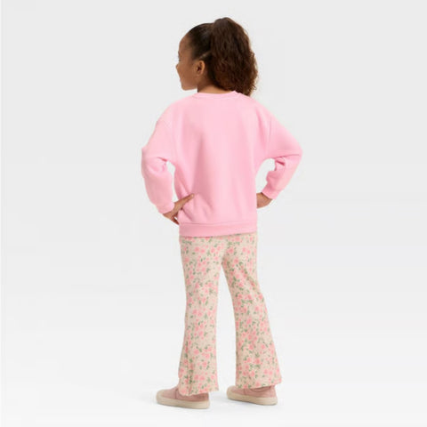 Sanrio Girl's Light Pink Hello Kitty Floral Cozy Fleece Sweatshirt & Pants Set | Sanrio In Lebanon