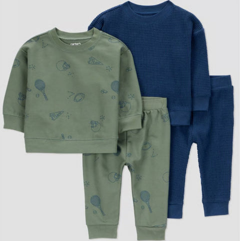 Carter's Just One You Baby Boy's Navy Blue/Green 4pc "Sports" Top & Bottom Set | Carter's Just One You In Lebanon