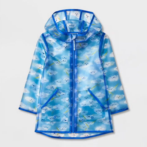 Cat & Jack Kid's Blue Cloud Printed Clear Rain Coat | Cat & Jack In Lebanon