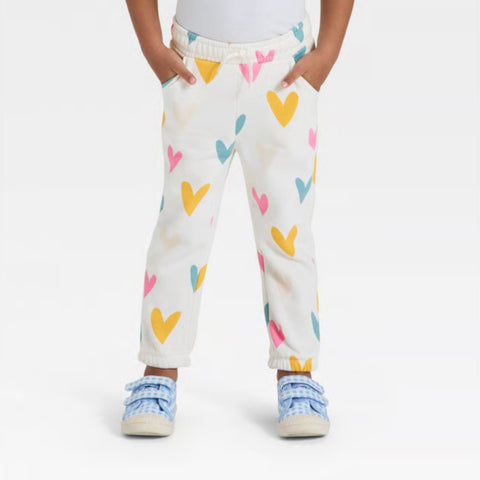 Cat & Jack Girl's White Hearts Fleece Jogger Pants | Cat & Jack In Lebanon