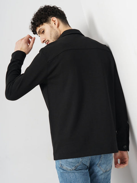 Celio Men's Black Solid Oversized Cotton Shirt |Celio  in Lebanon