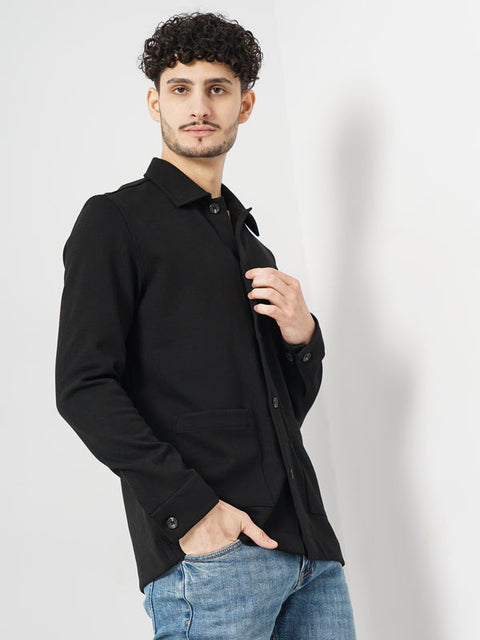 Celio Men's Black Solid Oversized Cotton Shirt |Celio  in Lebanon
