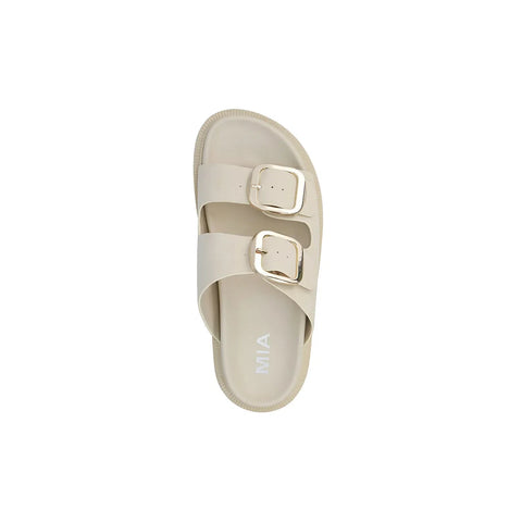Mia Women's Beige Gen Double Buckle Seashell Slipper | Mia In Lebanon