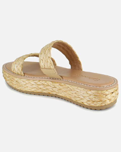 Splendid Women's Beige Goldi Raffia Wedge Slippers | Splendid In Lebanon