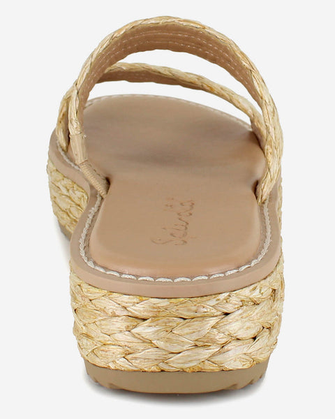 Splendid Women's Beige Goldi Raffia Wedge Slippers | Splendid In Lebanon