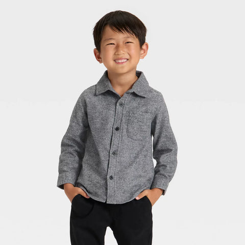 Cat & Jack Baby Boy's Grey Long Sleeve Woven Button-Down Shirt | Cat & Jack In Lebanon