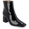 Journee Collection Women's Black Faux Leather Haylinn Inside Zip Block Heel Boots