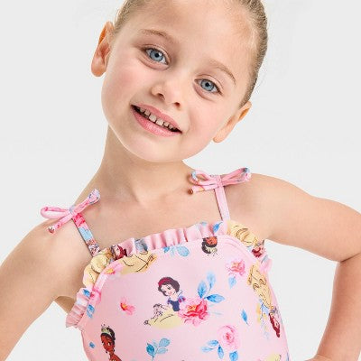 Disney Girl's Pink Princess Printed One Piece Ruffle Swimsuit | Disney In Lebanon