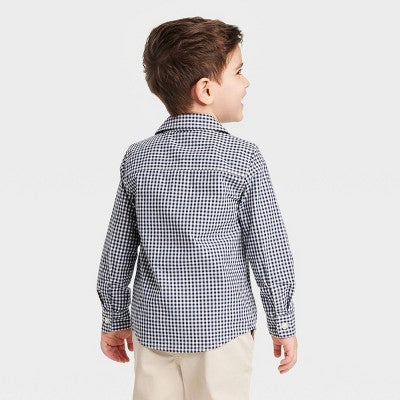 Oshkosh  Baby Boy's Navy/White Plaid Long Sleeve Checkered Woven Shirt   |Oshkosh in Lebanon