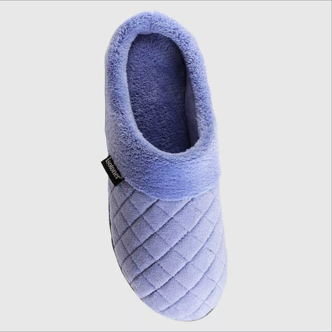 Isotoner Women's Blue Diamond Quilted Microterry Hoodback Slippers | Isotoner In Lebanon