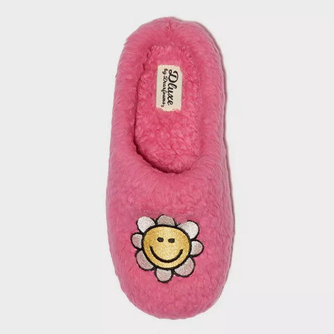 Dluxe By Dearfoams Women's Fuchsia Smiley Slide Slippers |Dluxe By Dearfoams In Lebanon