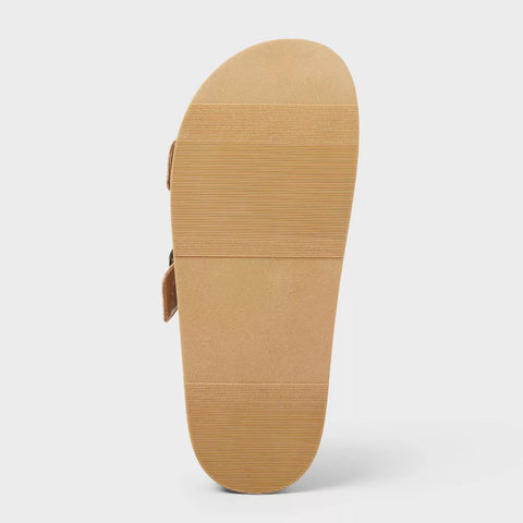 Universal Thread Women's Tan Collin Double Buckle Footbed Slippers |Universal Thread In Lebanon