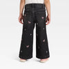 Cat & Jack Girl's Black Embroidered Wide Leg Denim Pants | Cat & Jack In Lebanon