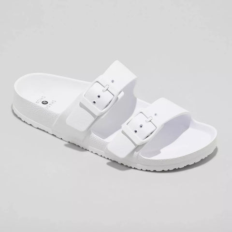 Shade & Shore Women's White Neida EVA Two Band Footbed Slide Slipper |Shade & Shore In Lebanon