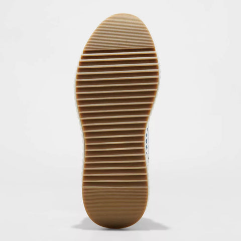Close-up of a brown shoe sole on a light gray background
