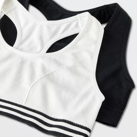 Cat & Jack Girl's Black & White Pack Of 2 Sports Bra | Cat & Jack In Lebanon