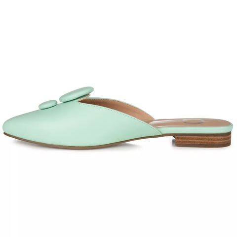 Journee Collection Women's Mint Green Mallorie Slip On Pointed Toe Mules Flats |Journee Collection In Lebanon