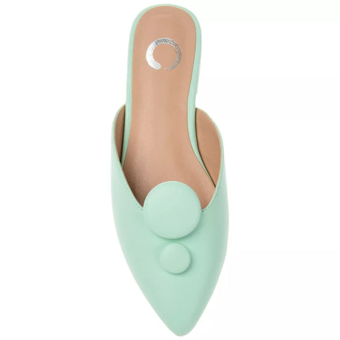 Journee Collection Women's Mint Green Mallorie Slip On Pointed Toe Mules Flats |Journee Collection In Lebanon