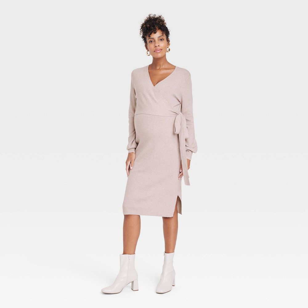 Ingrid & Isabel Women's Chilly Mauve Midi Sweater Tie-Front Jersey Knit Dress | Ingrid & Isabel In Lebanon