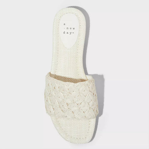 A New Day Women's White Ariella Woven Raffia Slide Sandals | A New Day In Lebanon