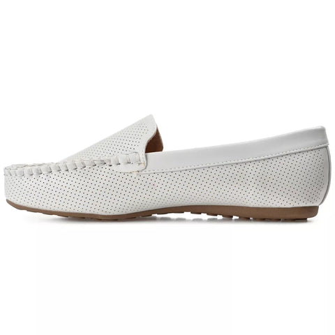 Journee Collection Women's White Halsey Comfort Insole Slip On Round Toe Loafer Flats |Journee Collection In Lebanon